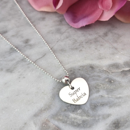 NASZYJNIK SREBRNY SERCE GRAWER DLA BABCI SREBRO 925 DZIEŃ BABCI